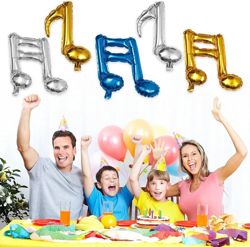 Gold Silver Blue Musical Note Foil Balloons 10Pcs Party Decorations for Birthdays Weddings - Image 5